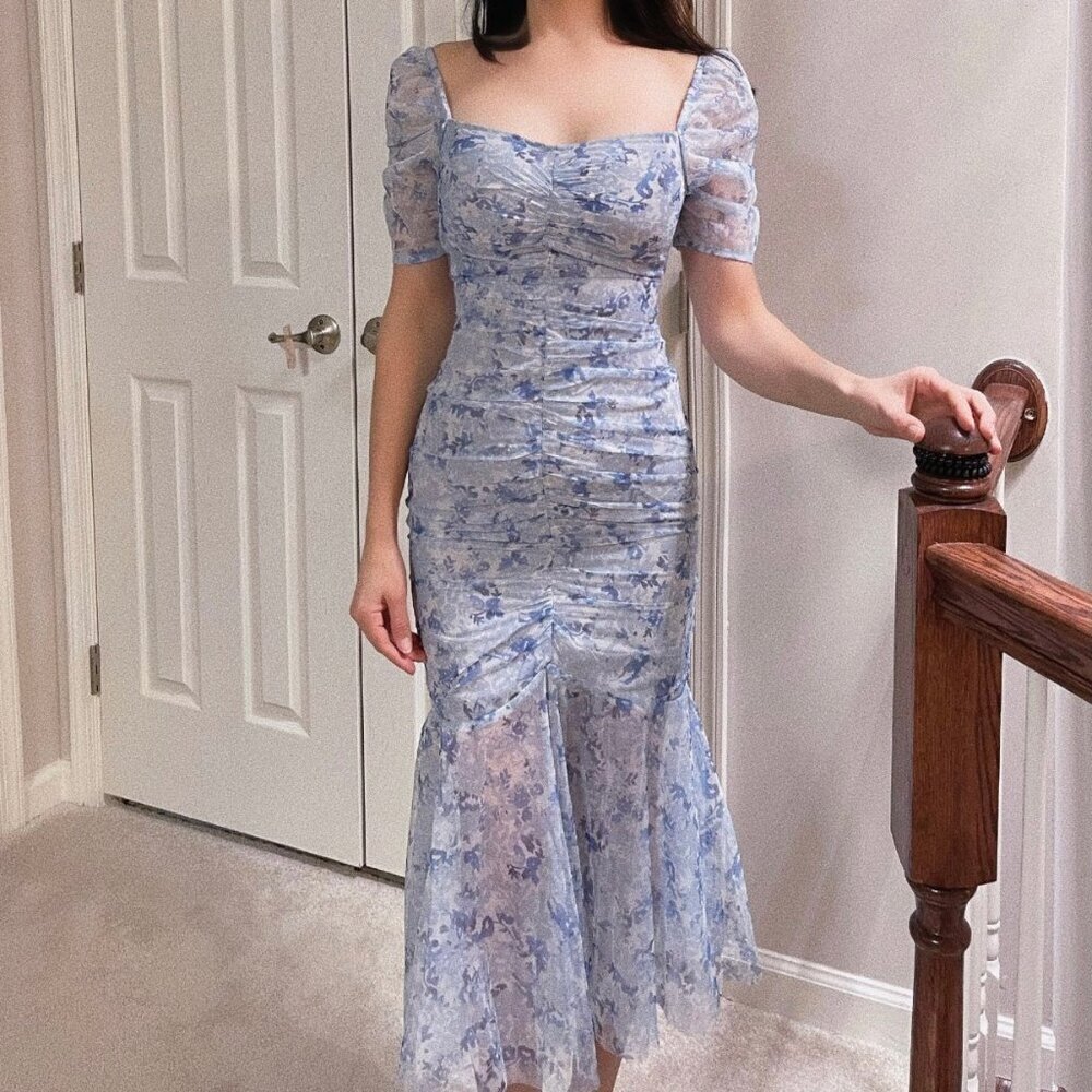 Light blue‎ mermaid midi dress Spring